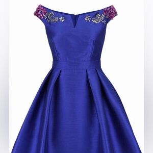 Little Mistress Royal Blue Jewel-Embellished Fit & Flare Midi Dress